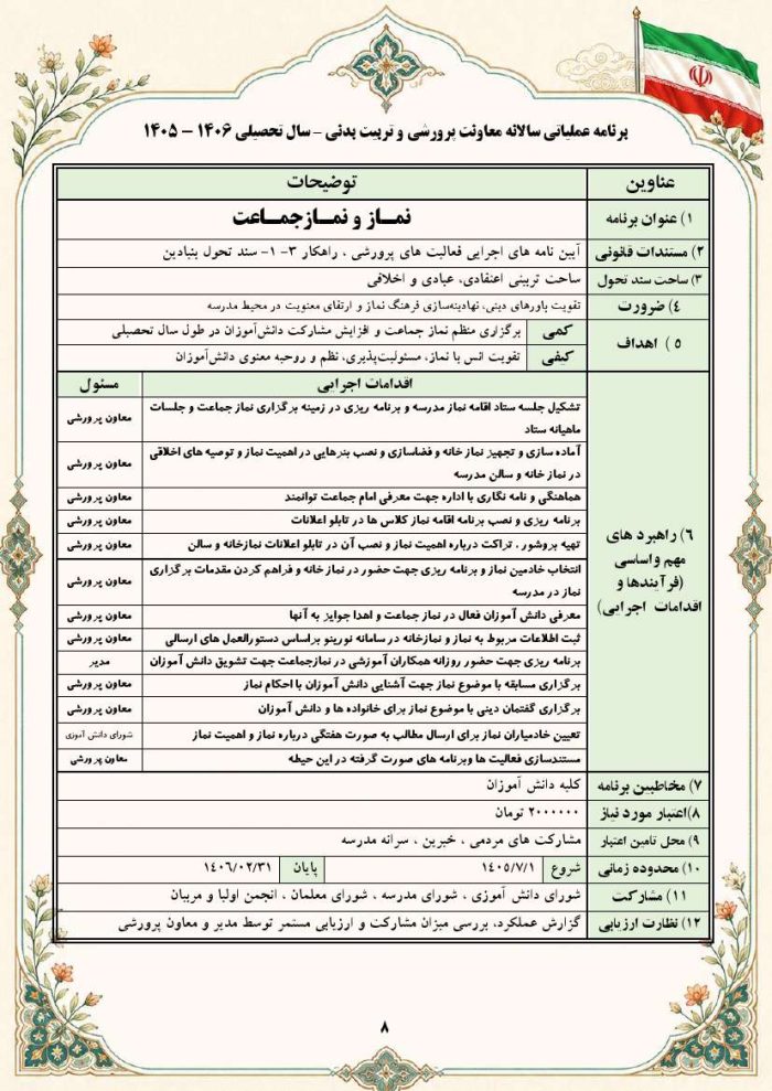 برنامه سالانه پرورشي 1406- 1405+ تقويم اجرايي پرورشی - Image 8