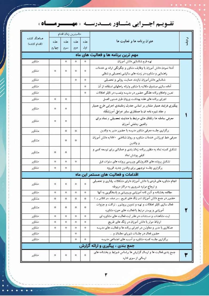 برنامه سالانه و تقویم اجرایی مشاور مدرسه - مقطع متوسطه دوم 1406- 1405 - Image 10