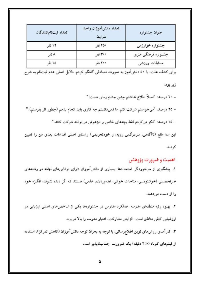 اقدام پژوهی با عنوان « چگونه توانستم با تهیه فیلم‌های آموزشی، ثبت‌نام دانش‌آموزان را در جشنواره‌ها و مسابقات مدرسه‌ ام افزایش دهم؟ » - Image 6