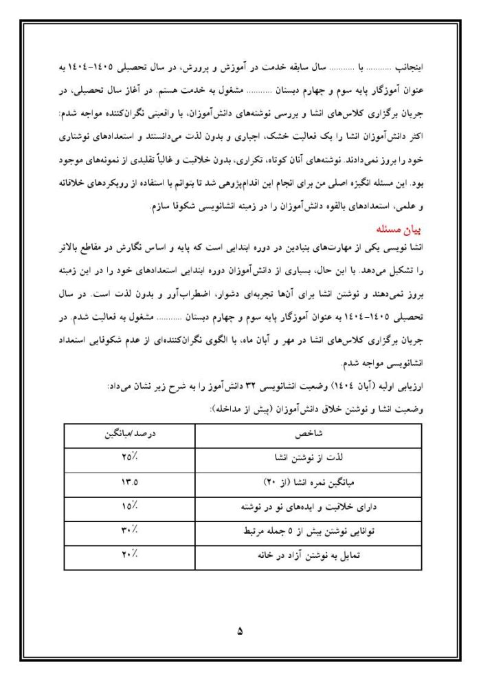 اقدام پژوهی با عنوان « چگونه توانستم استعدادهای بالقوه دانش‌آموزانم را در زمینه انشانویسی شکوفا کنم؟» - Image 6