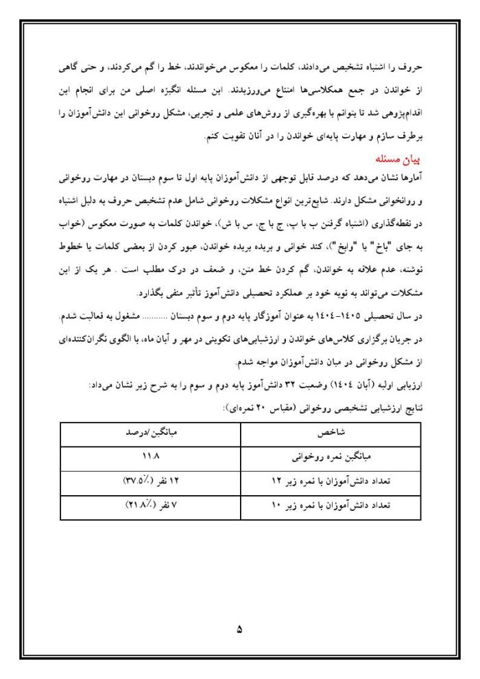 اقدام پژوهی با عنوان « چگونه توانستم مشکل روخوانی دانش‌آموزانم را برطرف کنم؟ » - Image 6