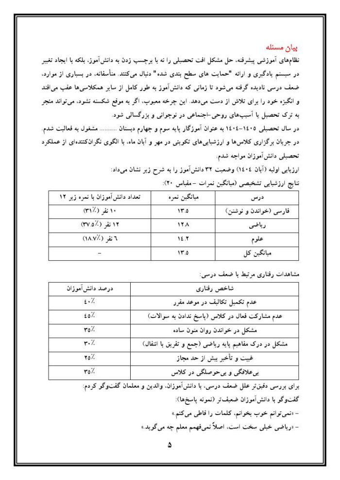 اقدام پژوهی با عنوان «چگونه توانستم ضعف درسی دانش‌آموزانم را بهبود بخشم؟» - Image 6