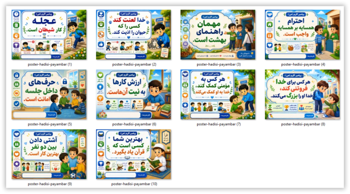 10 پوستر حدیثی از پیامبر اکرم (ص) ( ویژه مدارس ابتدایی پسرانه) - Image 2